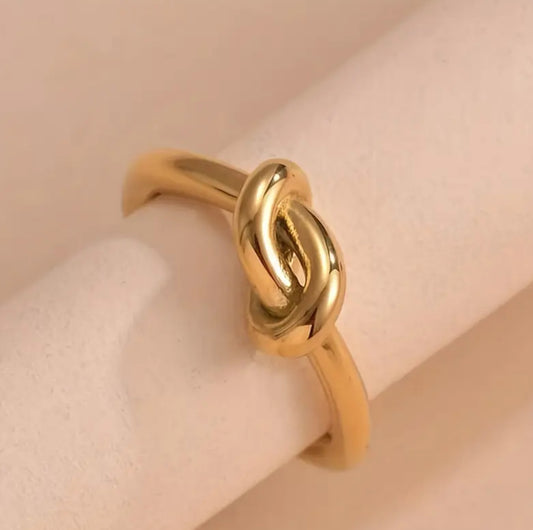 Bague Nœud d’Amour en Acier Inoxydable Doré