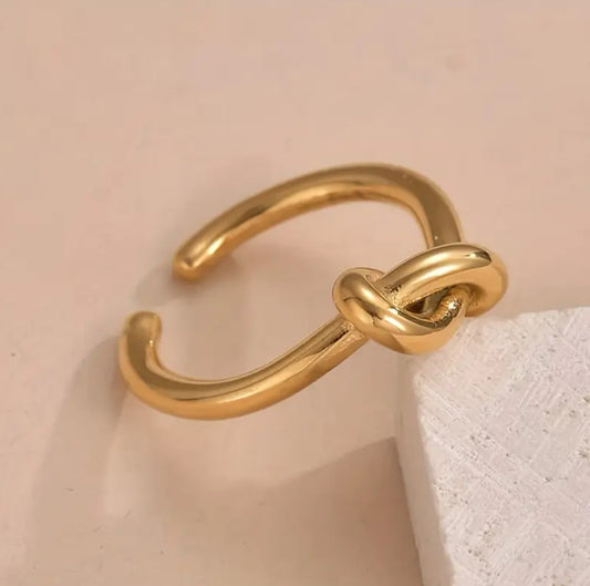 Bague Nœud d’Amour en Acier Inoxydable Doré